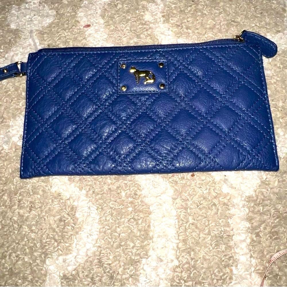 Emma Fox Quilted Blue Leather Clutch
